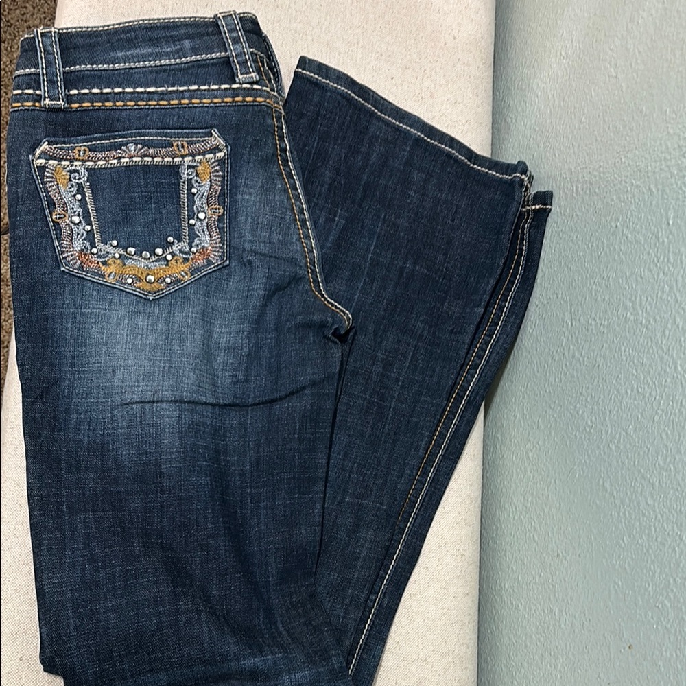 Wrangler Blue Boot Cut Jeans with Embellished Back